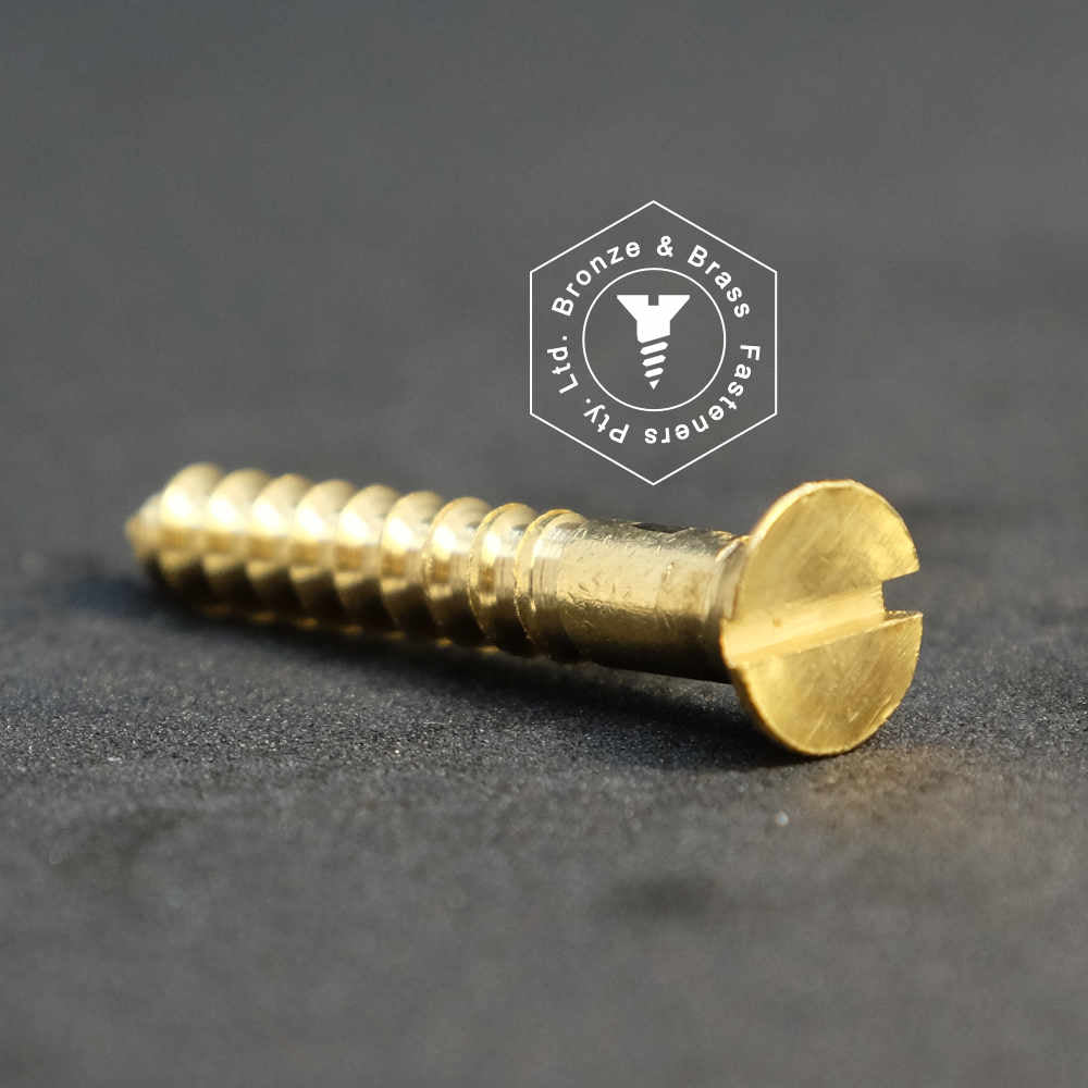 0010 - 111003 - Brass Wood Screw Slotted Flat Head - 0g x 12mm