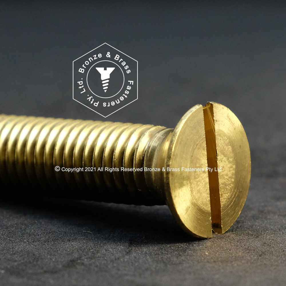 1297 - 113016 - Brass Machine Screw Slotted Flat Head - 6-32 UNC x 2"