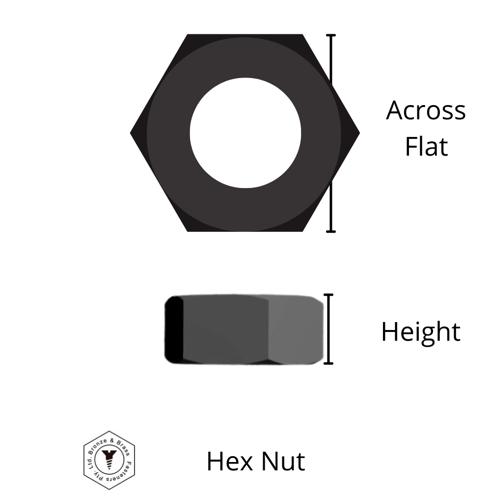 3680 - 136302 - Silicon Bronze Nut Hex- M4-0.7
