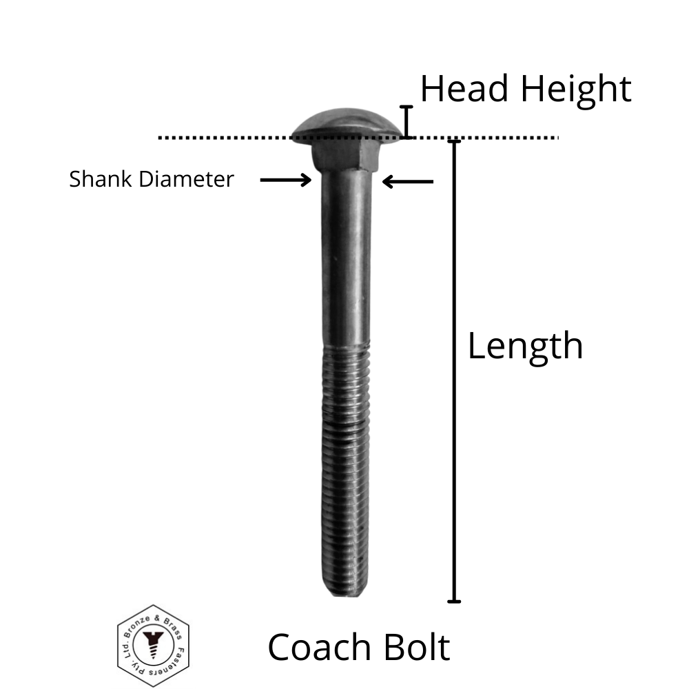 2949 - 135836 - Silicon Bronze Coach Bolt- 5/16 - 18 UNC x 6" Full Thread