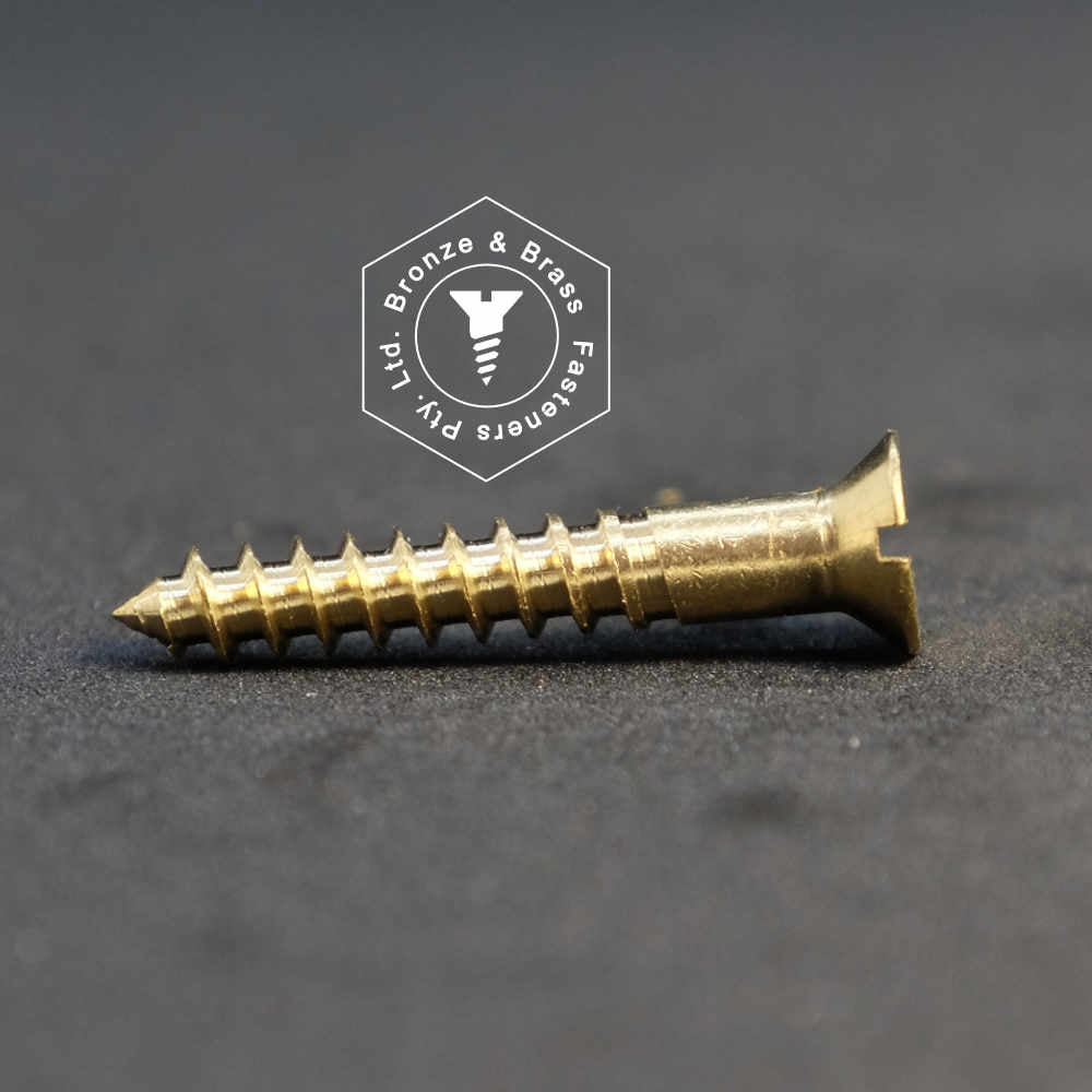 0090 - 111017 - Brass Wood Screw Slotted Flat Head- 4g x 12mm