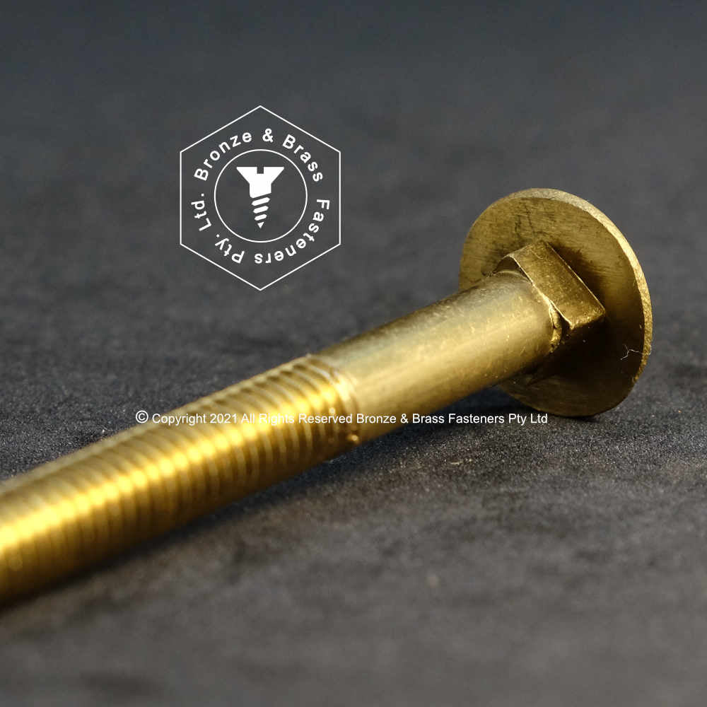 1280 - 115857 - Brass Coach Bolt- 3/8 - 16 UNC x 4 1/2" (Part Thread)