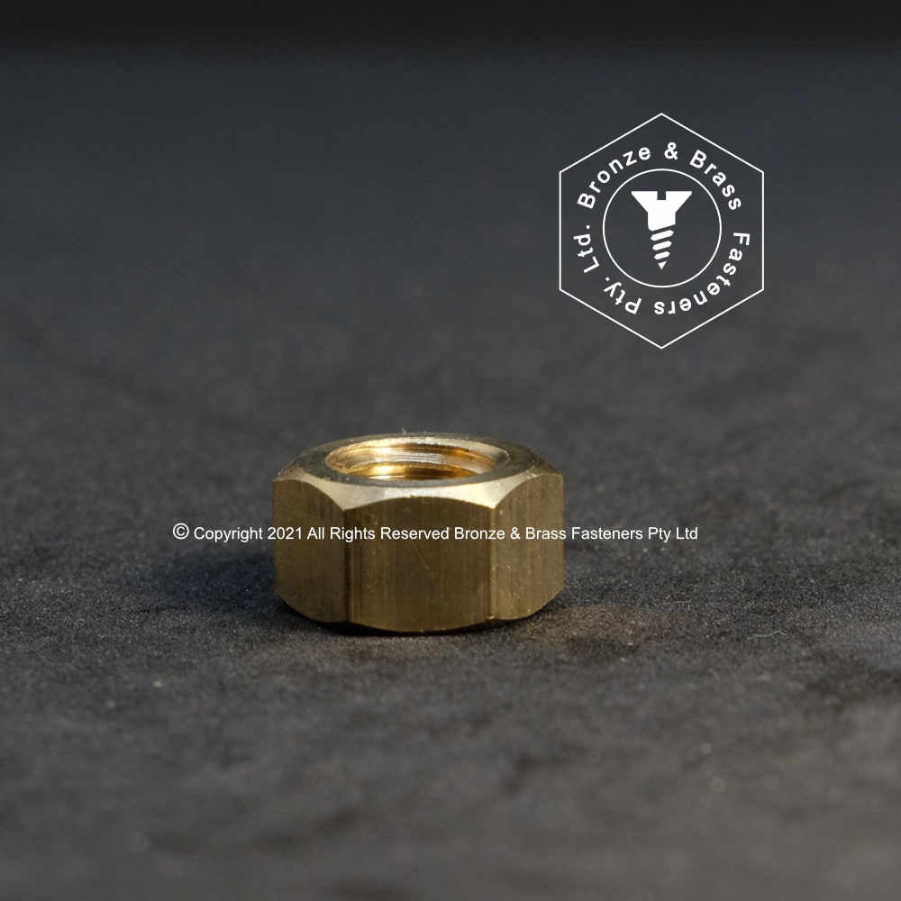 1525 - 116105 - Brass Nut Hex Finish- 1/4 - 20 UNC (7/16" AF)