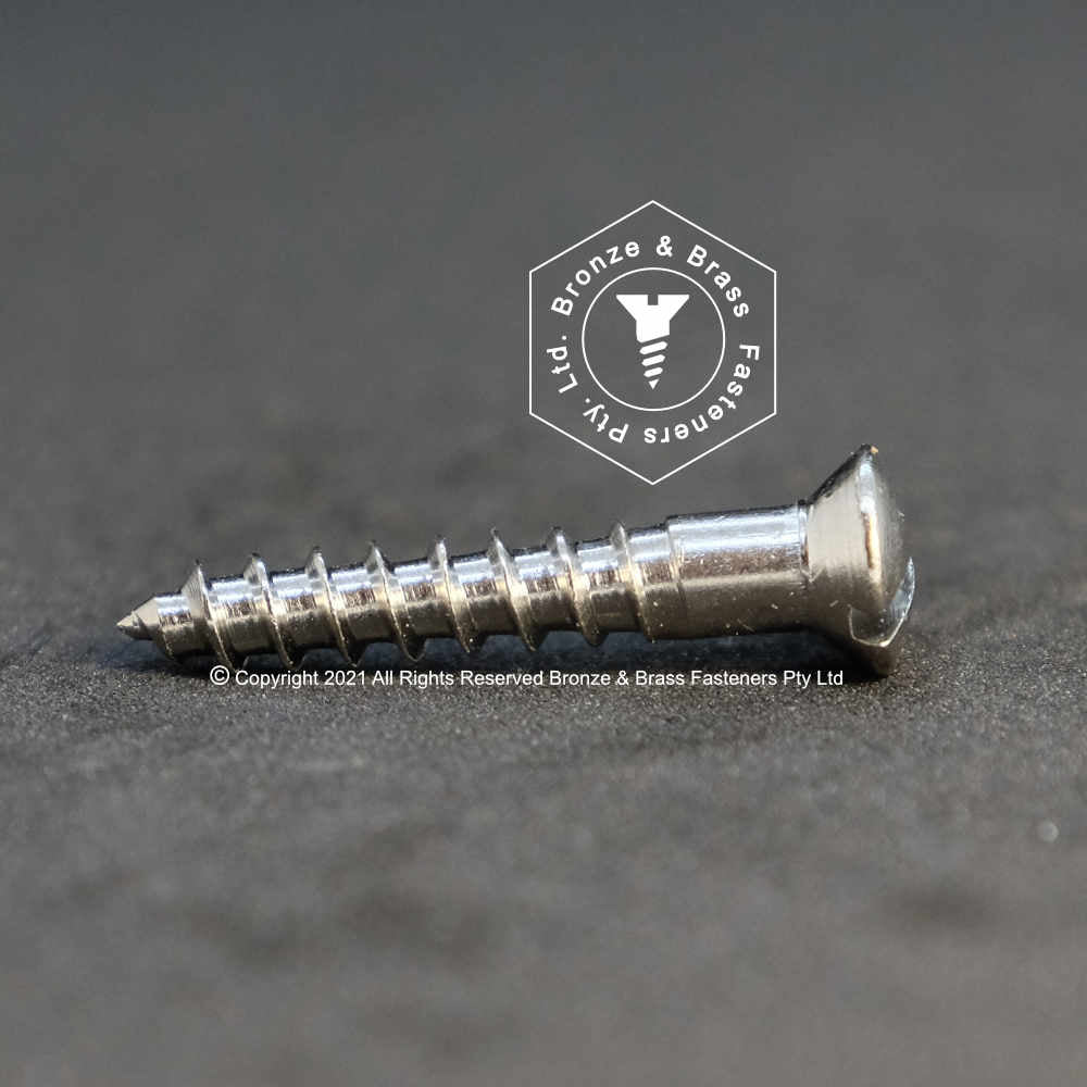 1045 - 121114 - Nickel Plated Brass Wood Screw Slotted Oval Head- 6g x 32mm