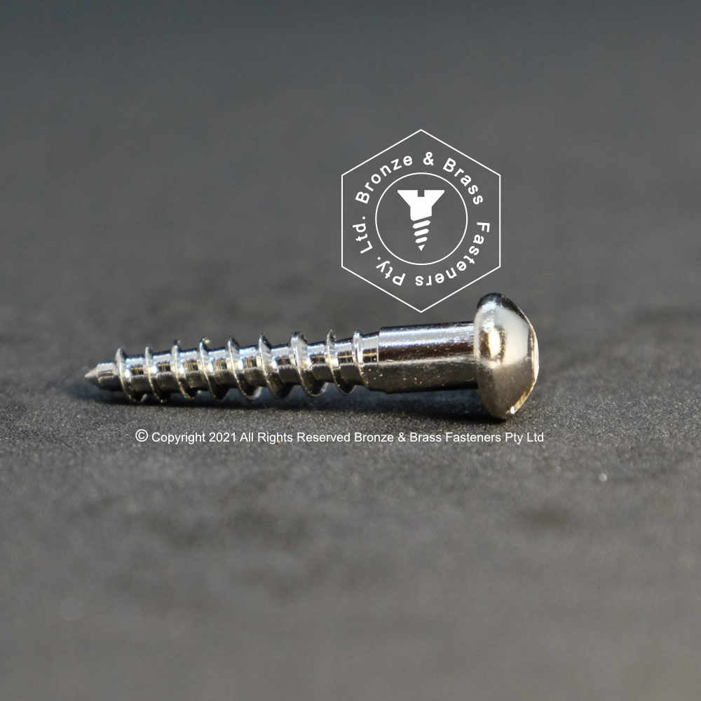 0955 - 121208 - Nickel Plated Brass Wood Screw Slotted Round Head- 6g x 12mm