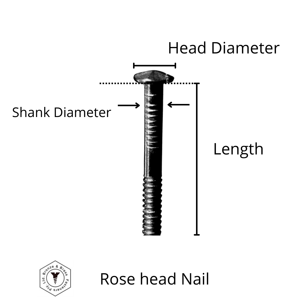 4365 - 138402 - Silicon Bronze Nail Ring Nail Rose Head- 2.77 x 32 mm