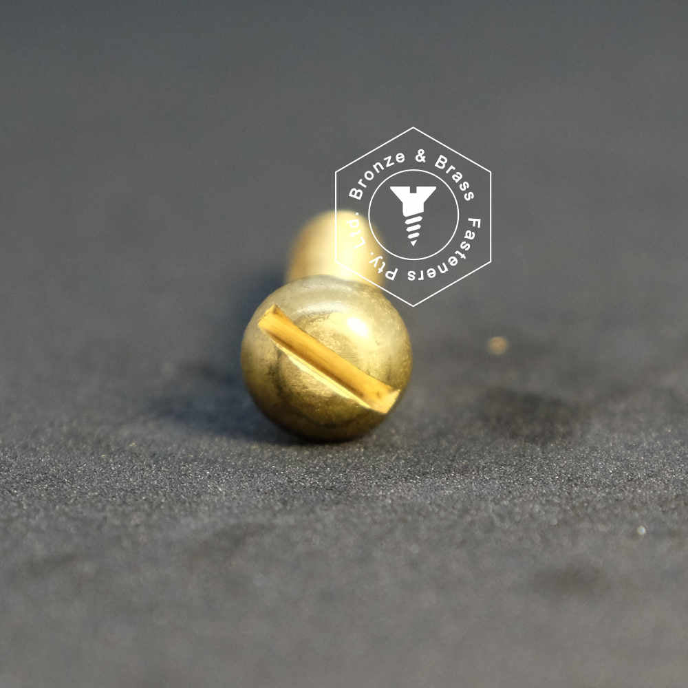 0525 - 111129 - Brass Wood Screw Slotted Round Head- 14g x 63mm