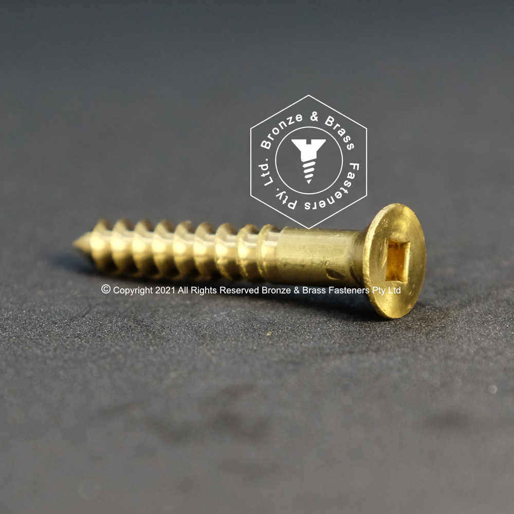 0770 - 111300 - Brass Wood Screw Square Drive Flat Head- 6g x 10mm