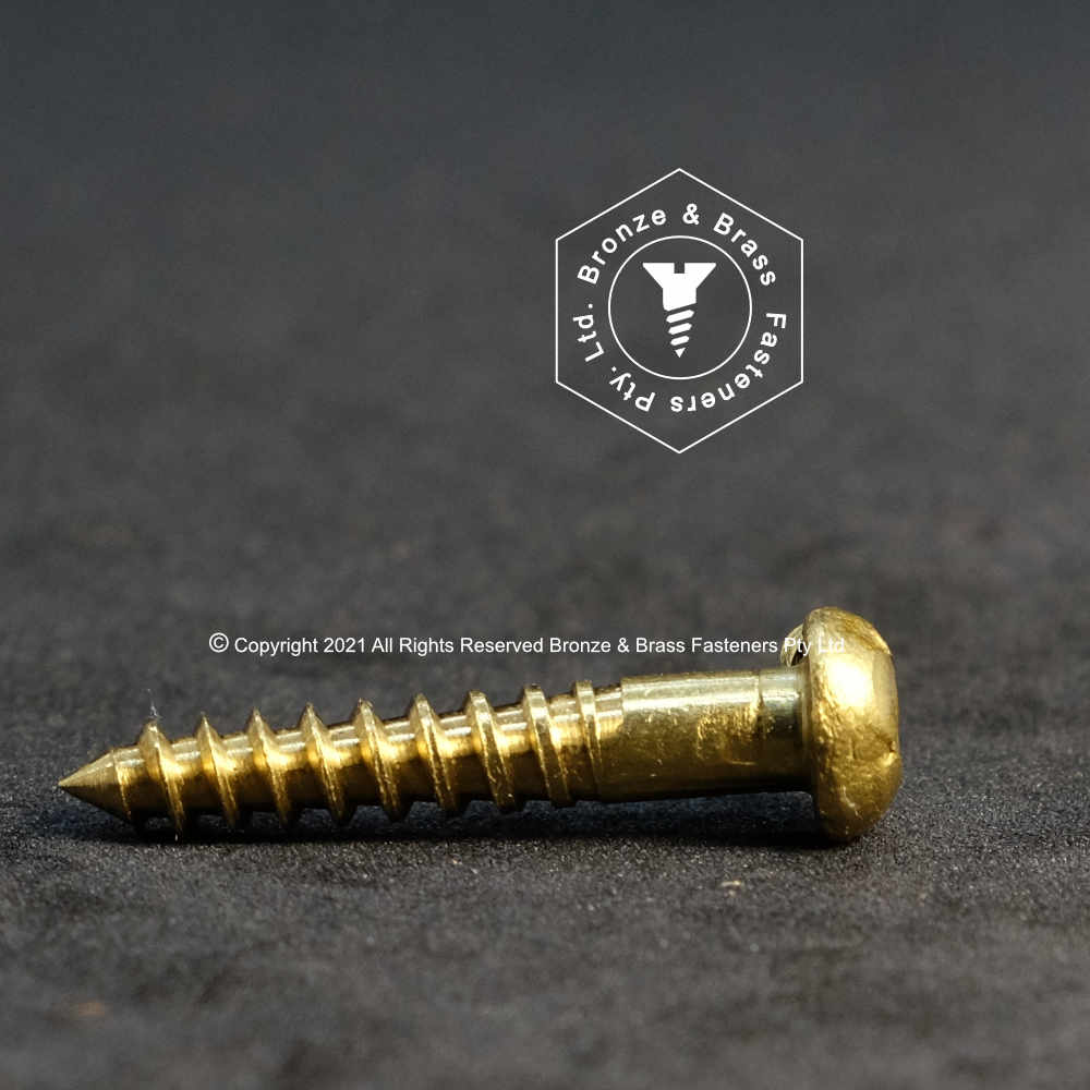 0860 - 111403 - Brass Wood Screw Square Drive Round Head- 8g x 38mm