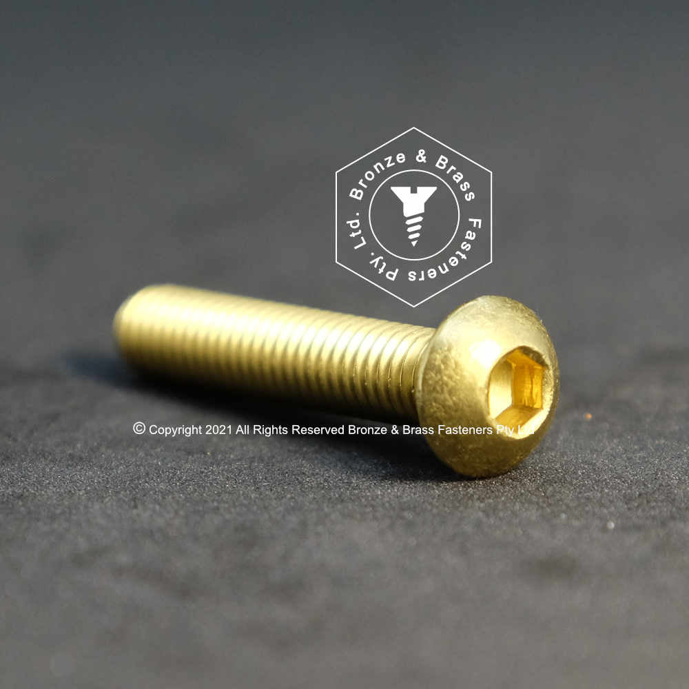 1500 - 113810 - Brass Machine Screw Hex Socket Button Head- M6-1.0 x 25mm