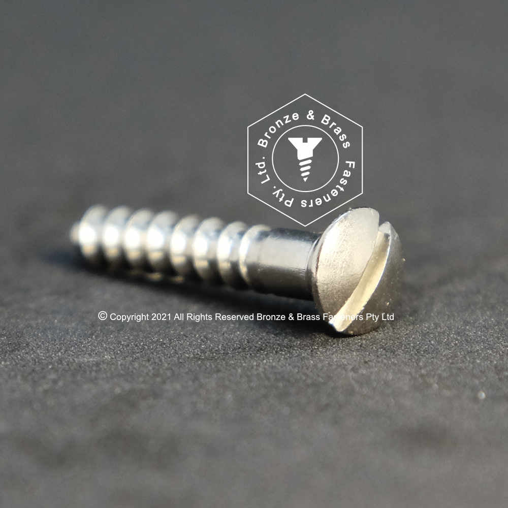 0980 - 121124 - Nickel Plated Brass Wood Screw Slotted Oval Head- 3g x 10mm
