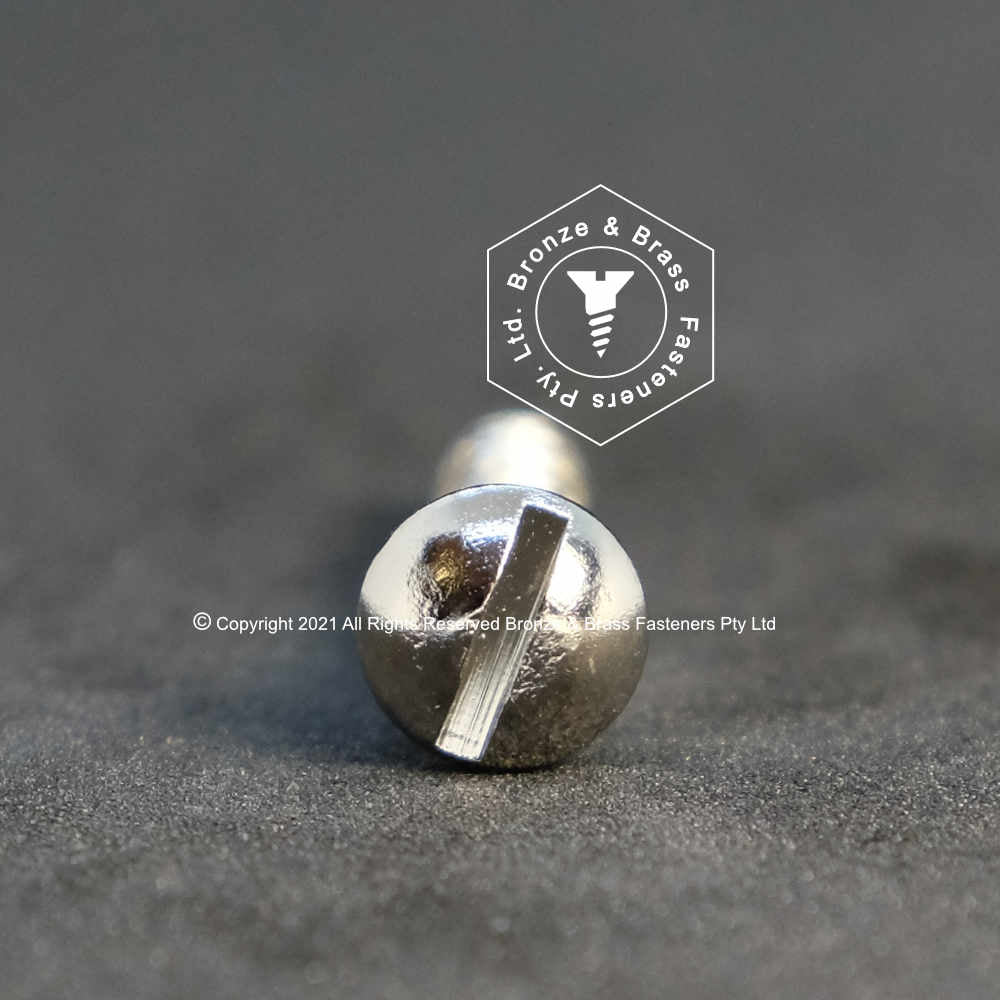 0945 - 121203 - Nickel Plated Brass Wood Screw Slotted Round Head- 3g x 12mm