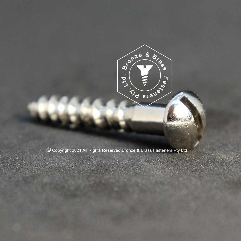 0945 - 121203 - Nickel Plated Brass Wood Screw Slotted Round Head- 3g x 12mm