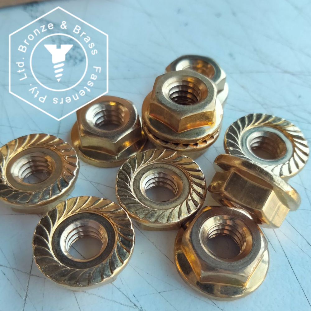 1608 116905 Brass Nut Hex Flange 3/8 16 UNC Bronze and Brass