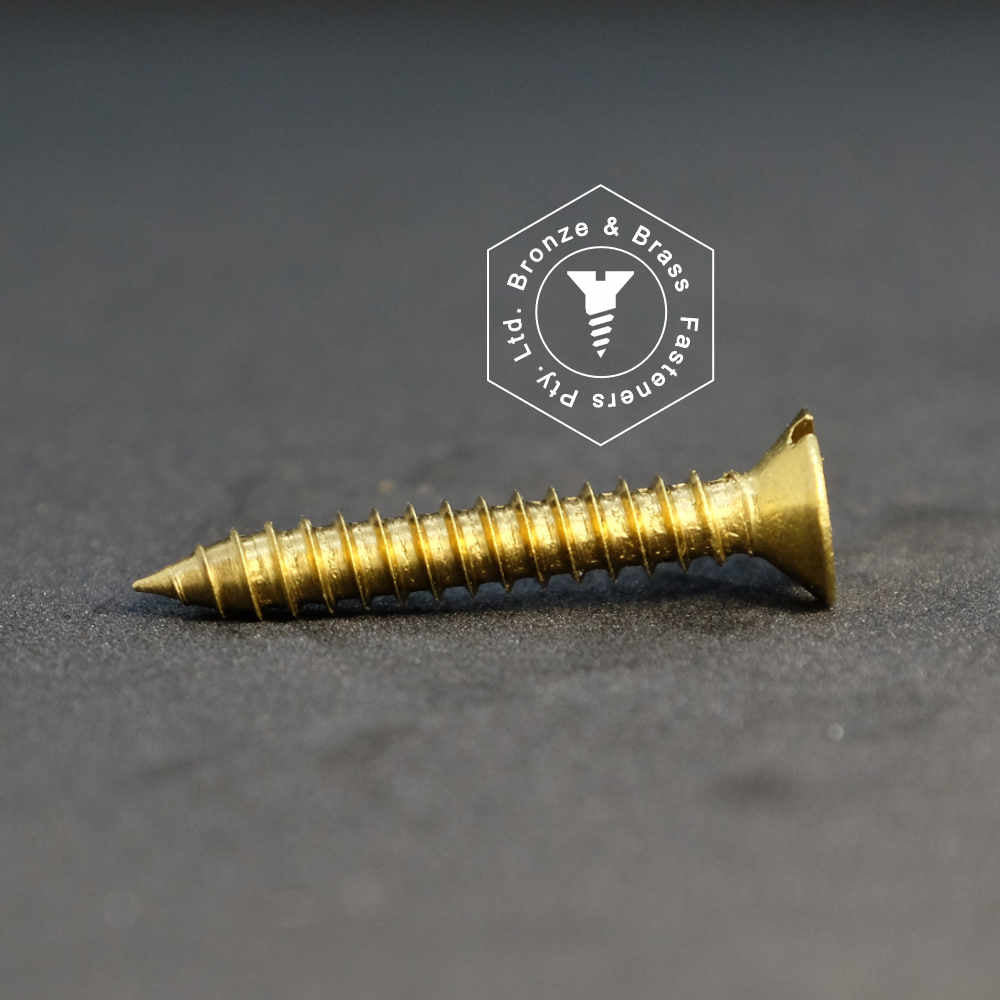 1155 - 112102 - Brass Needle Point Screw Slotted Flat Head- 10g x 32mm