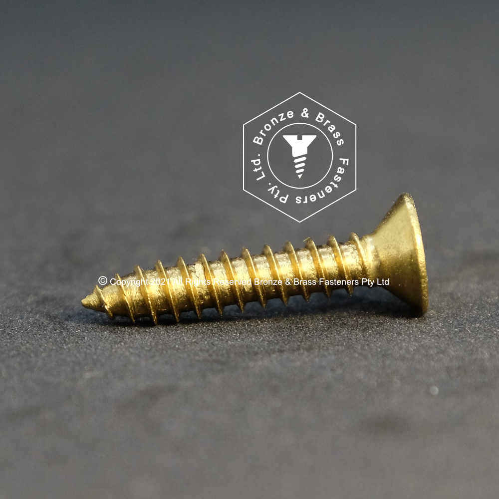 1145 - 112302 - Brass Needle Point Screw Square Drive Flat Head- 10g x 25mm
