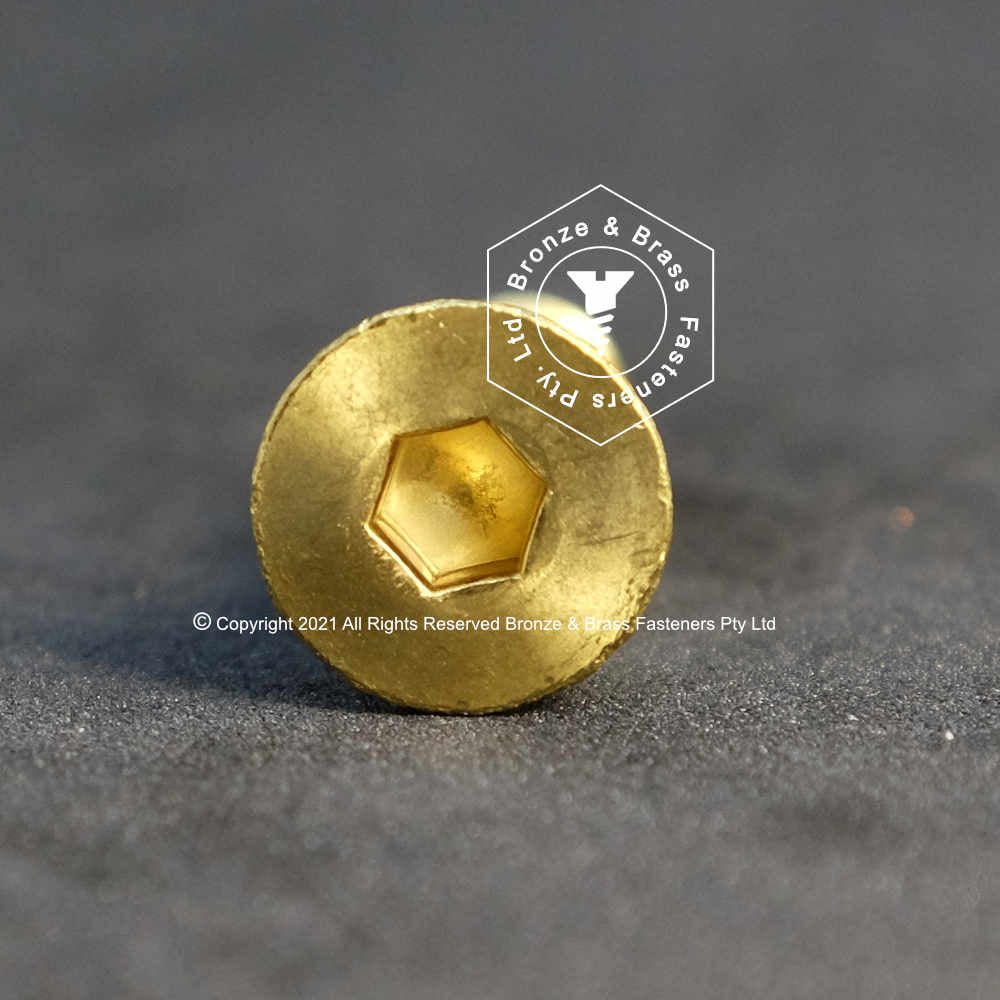 1430 - 113721 - Brass Machine Screw Hex Socket Flat Head- M6-1.0 x 25 mm
