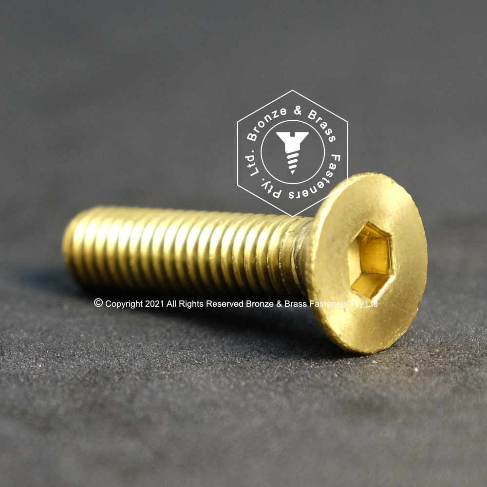 1430 - 113721 - Brass Machine Screw Hex Socket Flat Head- M6-1.0 x 25 mm