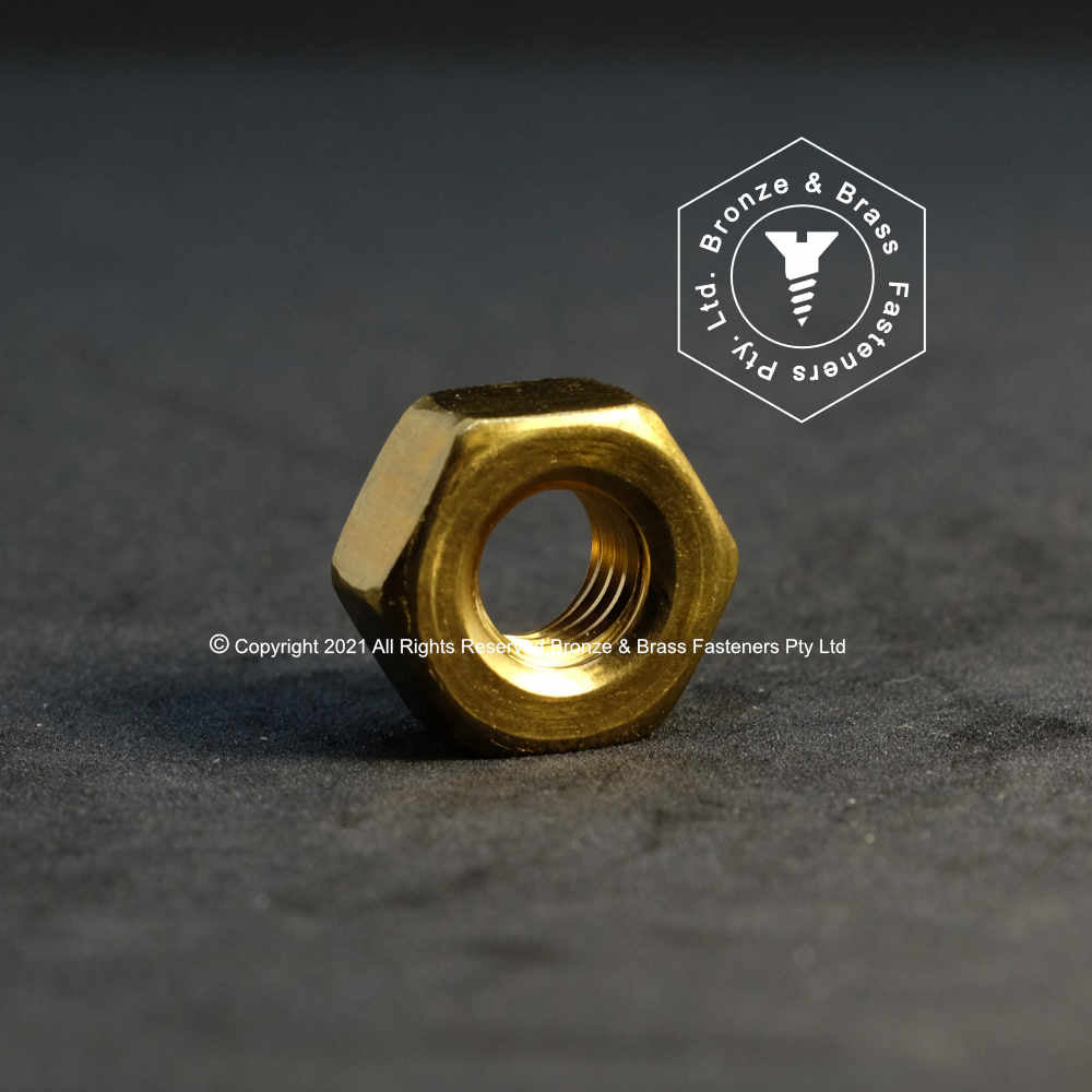 1570 - 116006 - Brass Nut Hex Heavy- 1/2 - 13 UNC (7/8" AF)