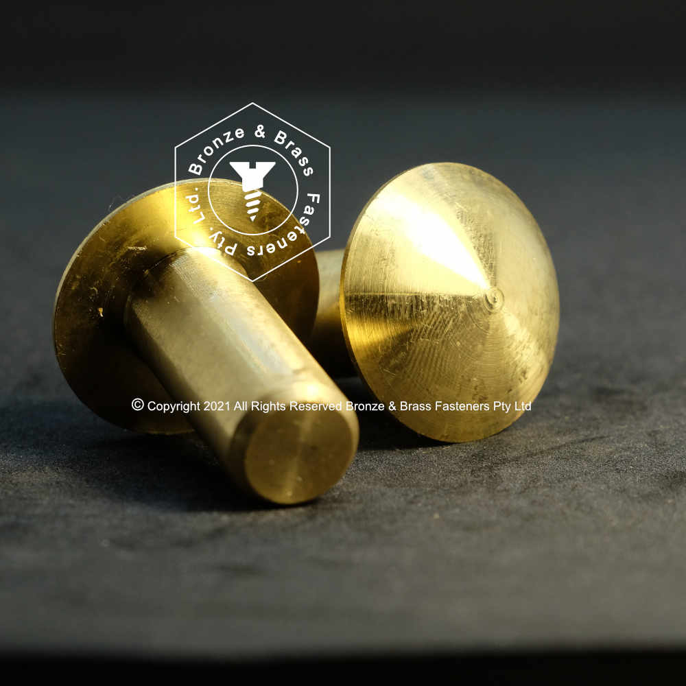 1761 - 119901 - Brass Mushroom Rivet- 27mm Head x 1/2