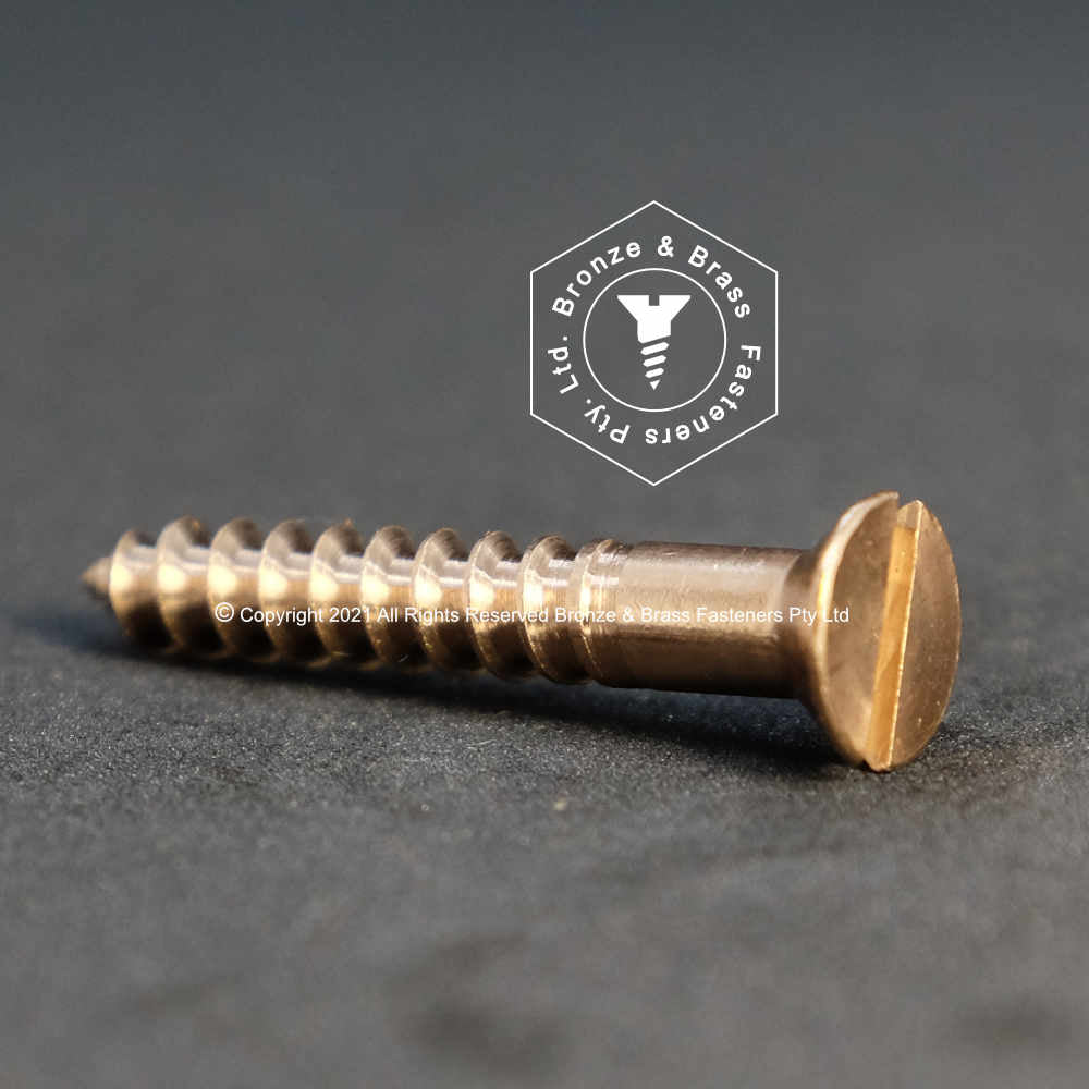 2150 - 131017 - Silicon Bronze Wood Screw Slotted Flat Head- 10g x 50mm