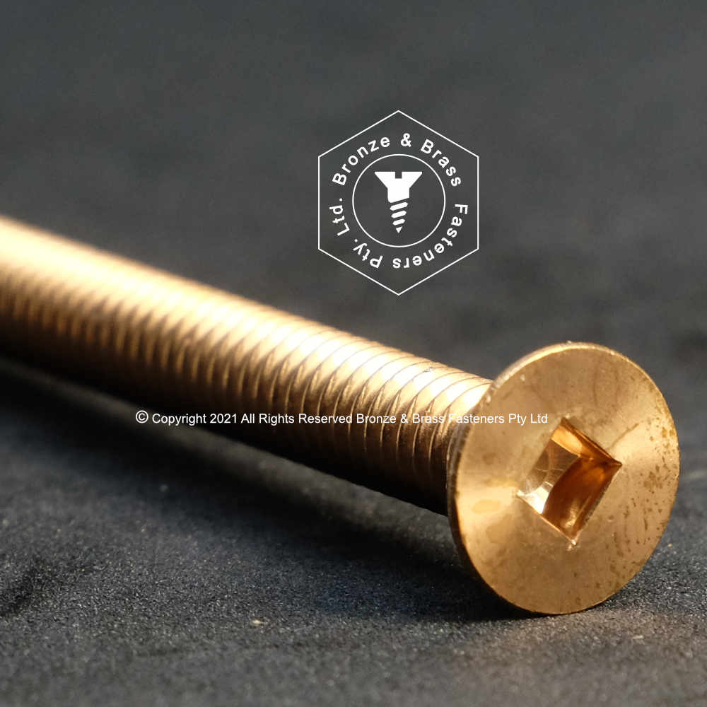 3300 - 133301 - Silicon Bronze Machine Screw Square Drive Flat Head- 1/4 - 20 UNC x 4" (T 50mm) (#3 Tip)