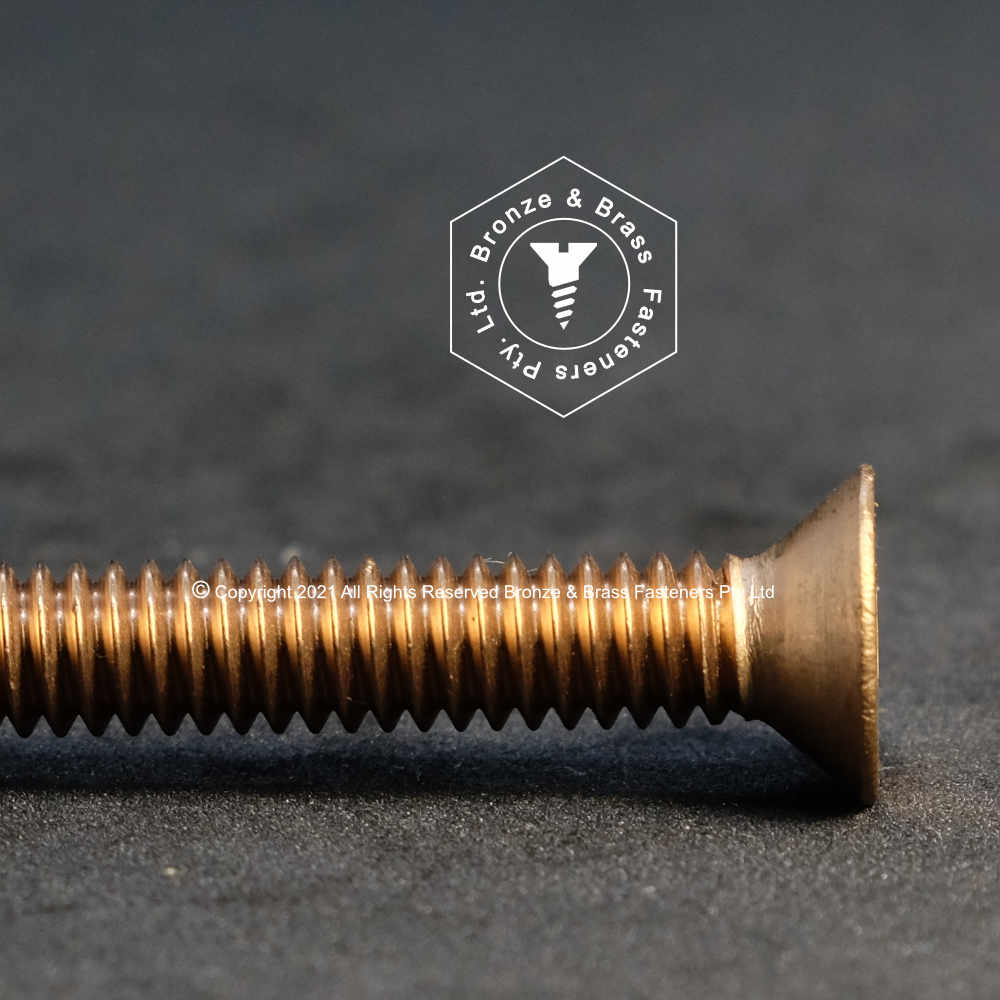 3300 - 133301 - Silicon Bronze Machine Screw Square Drive Flat Head- 1/4 - 20 UNC x 4" (T 50mm) (#3 Tip)
