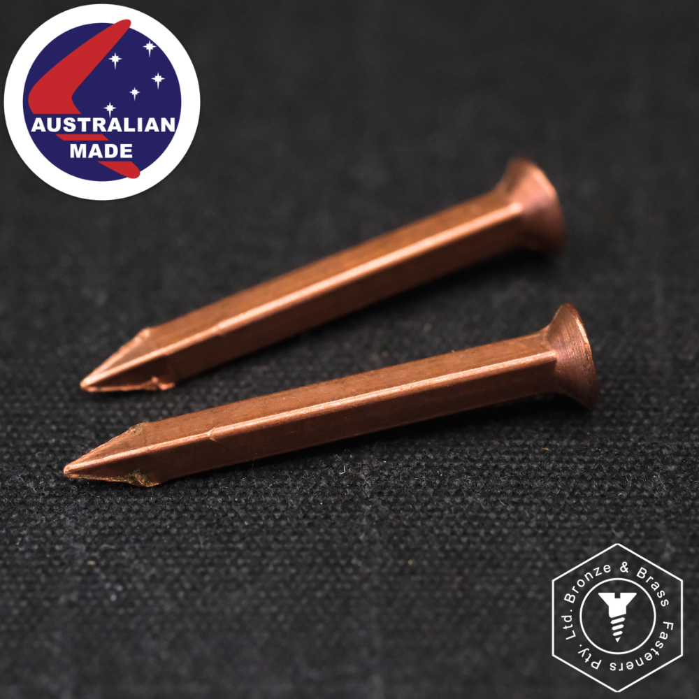 4499 - 168631 - COPPER SQUARE  BOAT NAILS Countersunk Flat Head - 5g x 6"