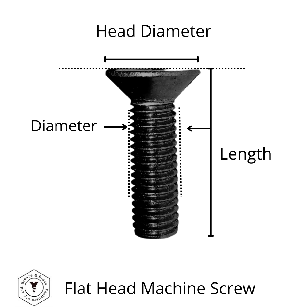 1430 - 113721 - Brass Machine Screw Hex Socket Flat Head- M6-1.0 x 25 mm