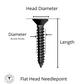 1085 - 112601 - Brass Needle Point Screw Phillips Flat Head- 6g x 19mm