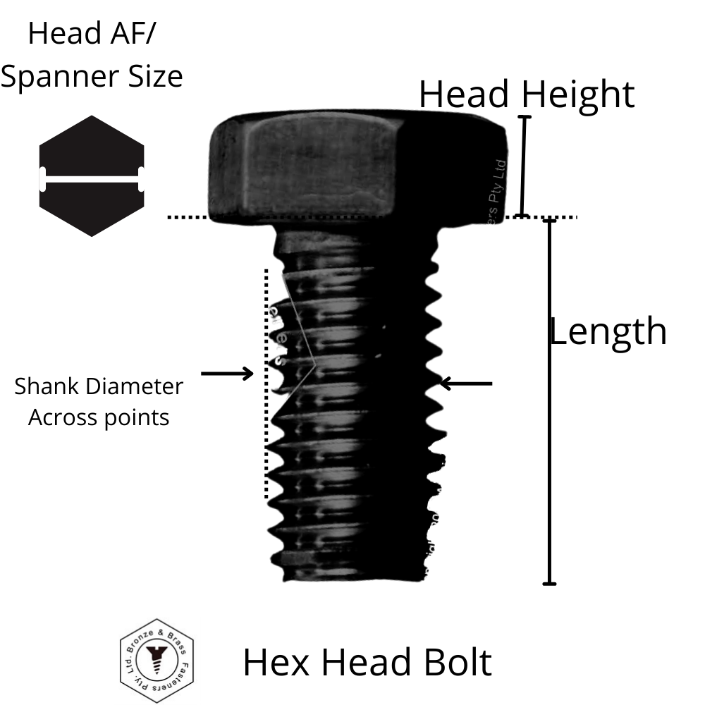3375 135551 Silicon Bronze Bolt Hex M6 1.0 x 20 mm Bronze